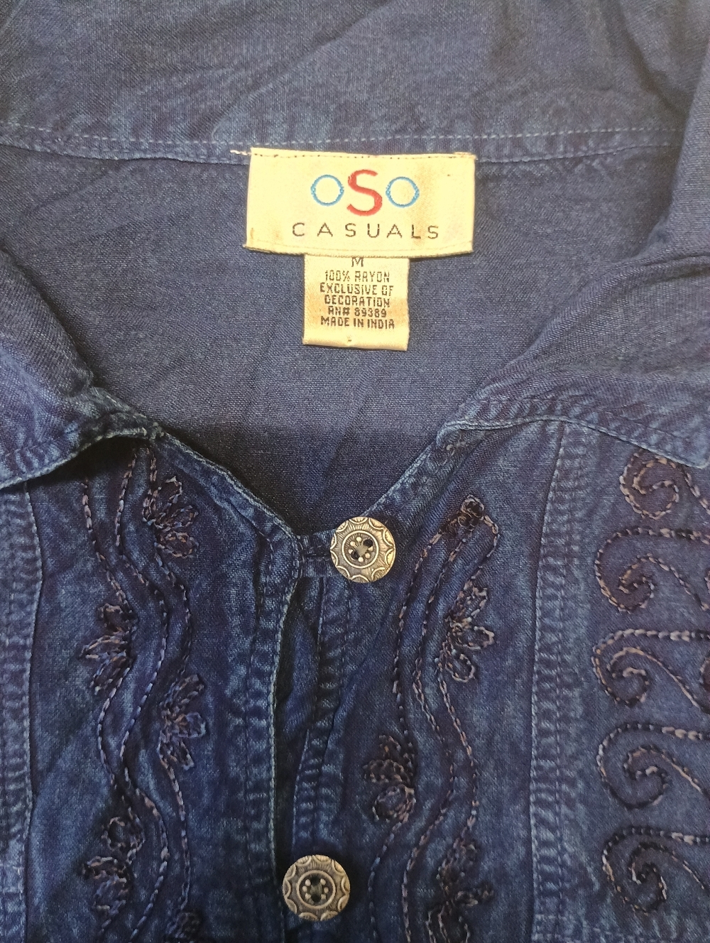 Oso 90's  Casuals Women's Size M  Boho Bell Sleeve Blouse - Picture 3 of 9